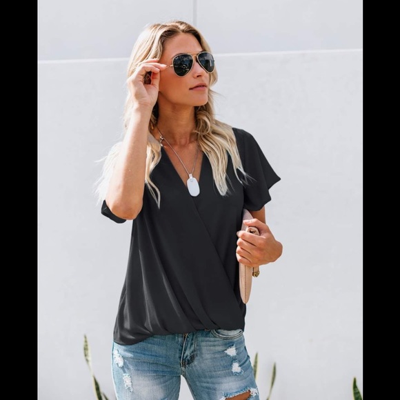 *Drape Wrap Front Blouse - Picture 2 of 6